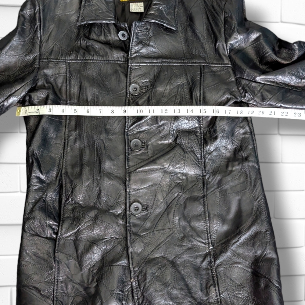 Vintage Patchwork Leather Jacket Black Boho Hippi… - image 6